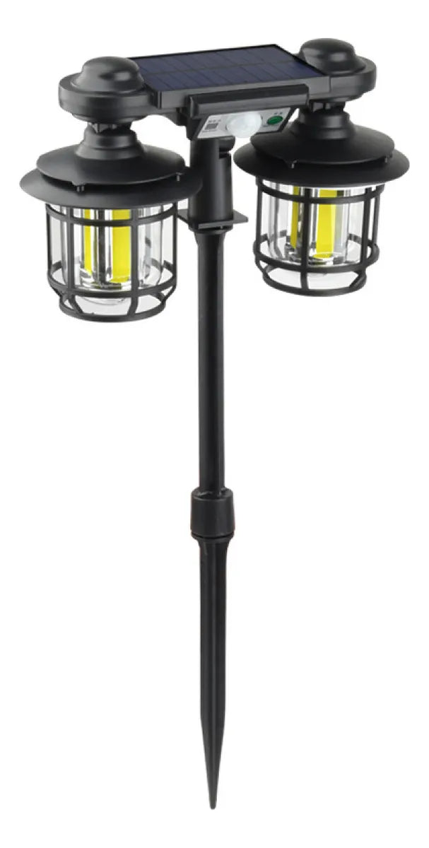 Lampara doble led con panel solar y sensor de movimiento + control remoto