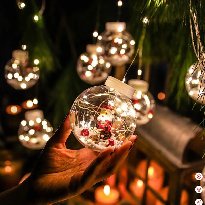 Cortina De 10 Esfera Luces Led Trasparentes Navidad Modelo