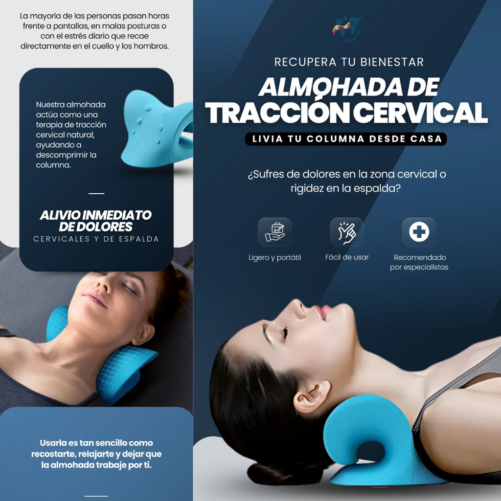 Almohada Tracción cervical®  Alivio de la columna y cervical desde casa