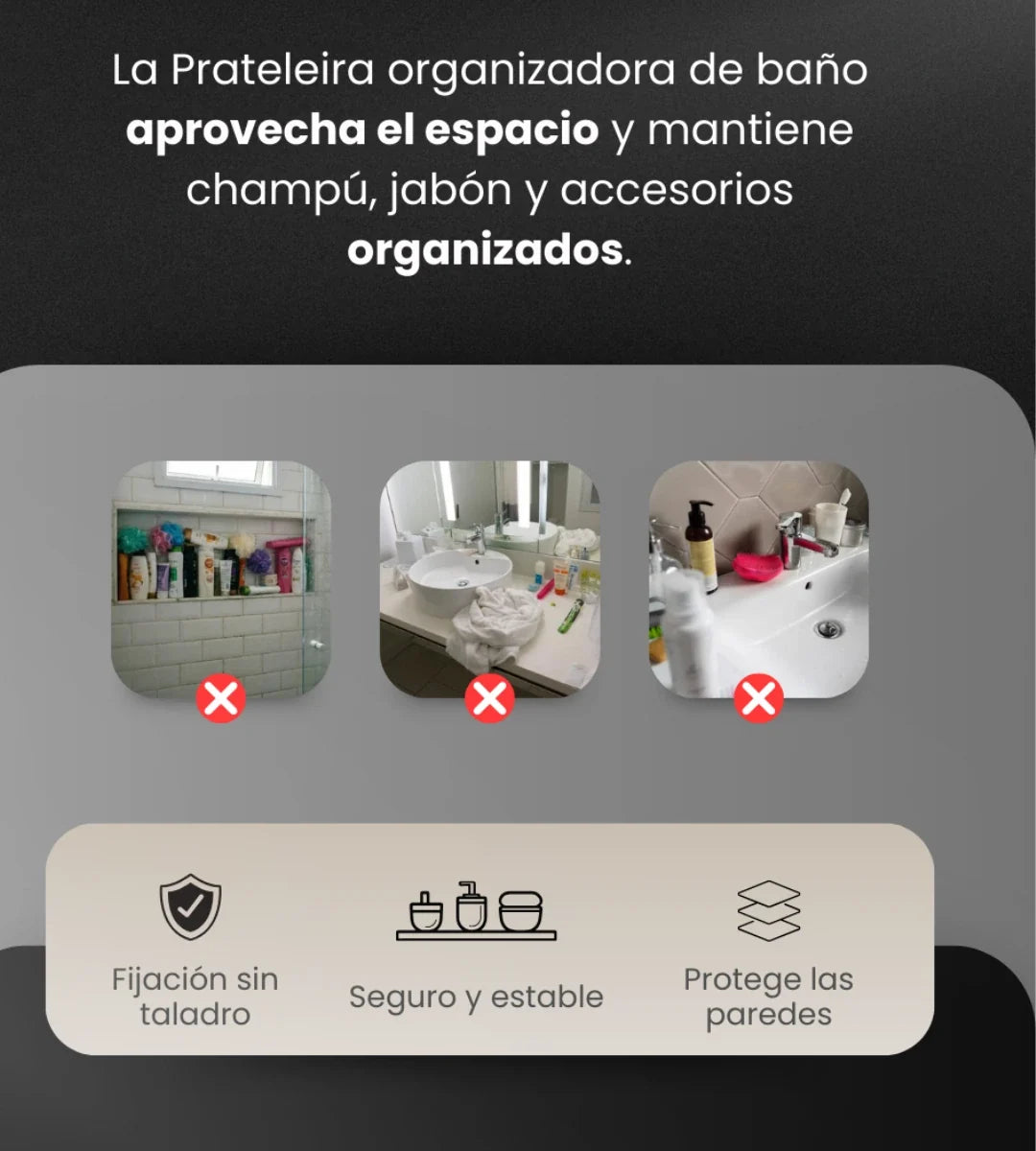 Organizador de baño con ventosa