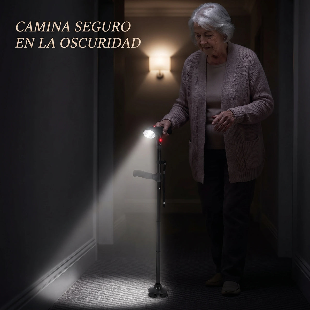 Bastón Plegable con luz led y alarma🦯✨