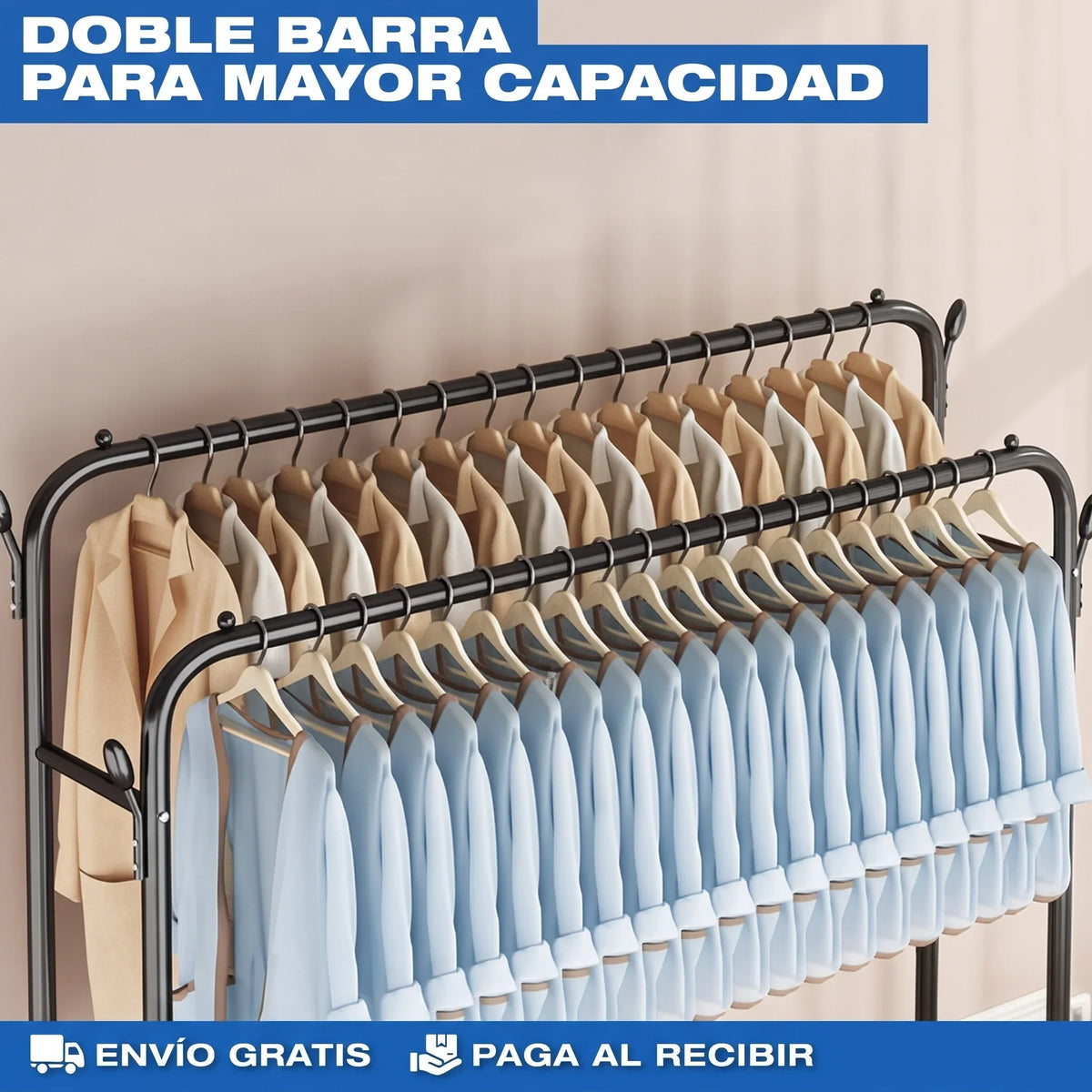 Estante Perchero Doble de acero inoxidable 58kg🏡✨