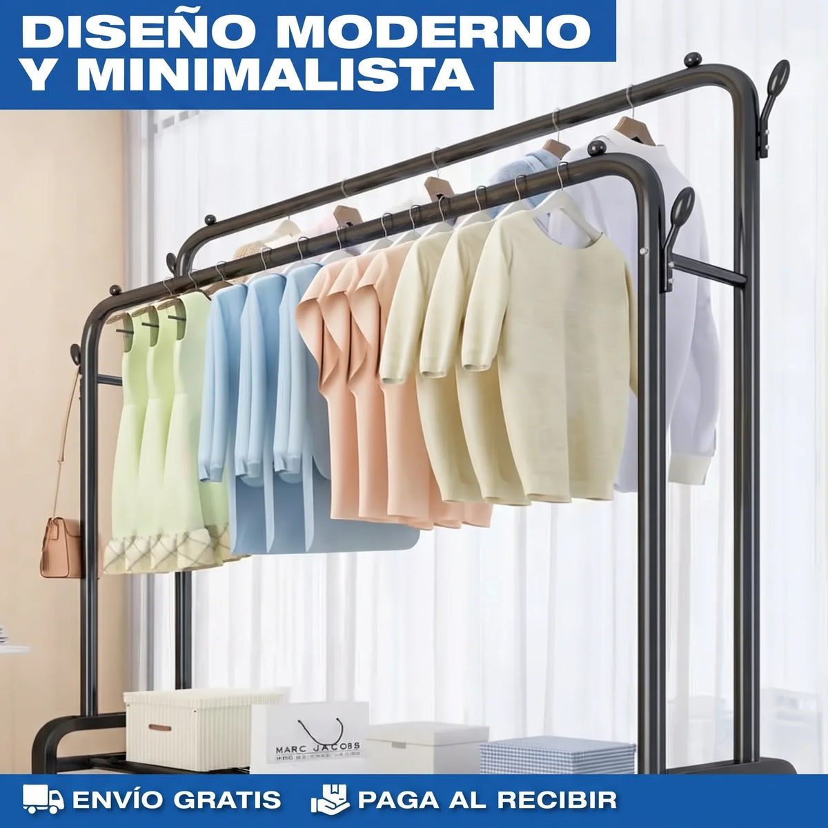 Estante Perchero Doble de acero inoxidable 58kg🏡✨