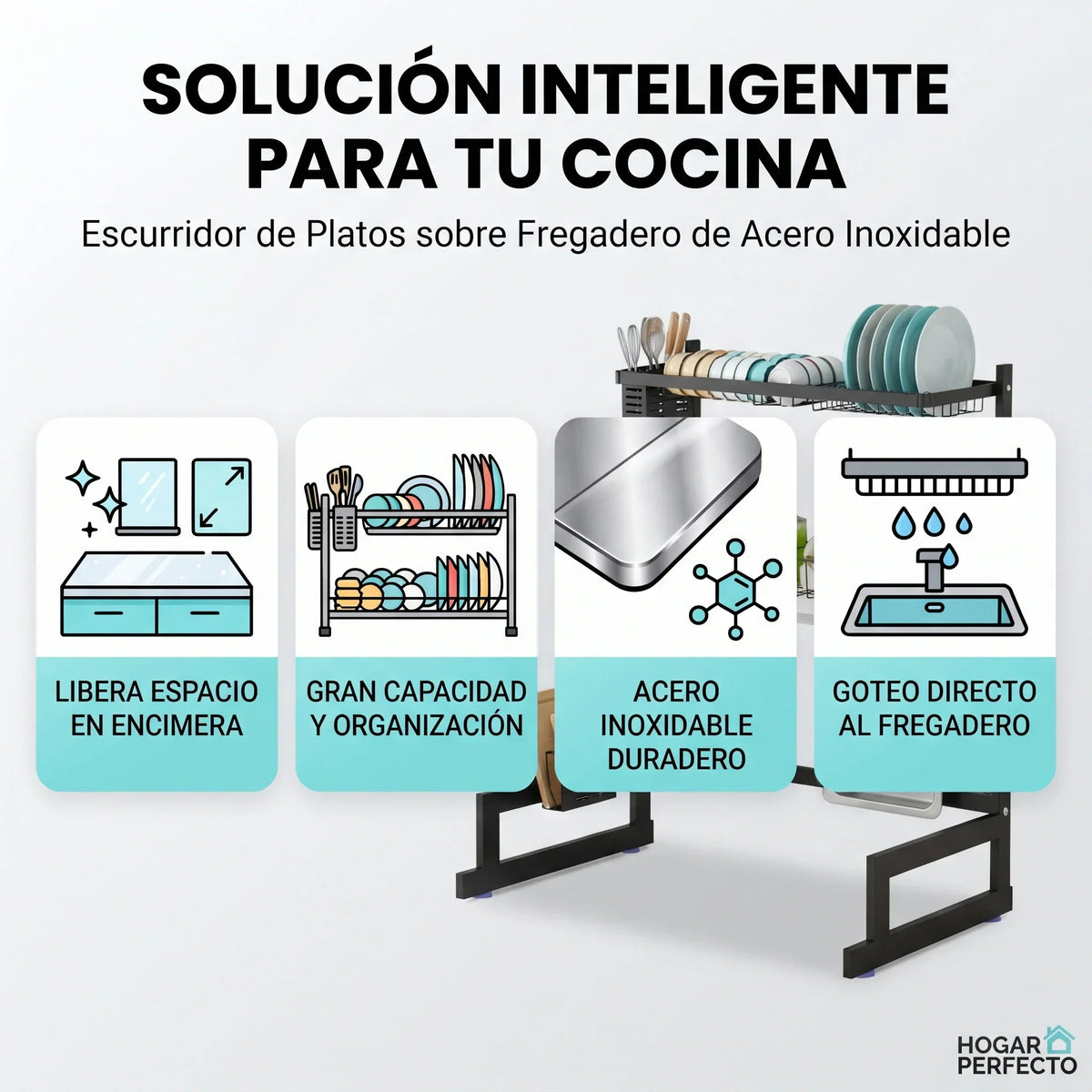 Escurridor Organizador de Platos de Acero Inoxidable✨