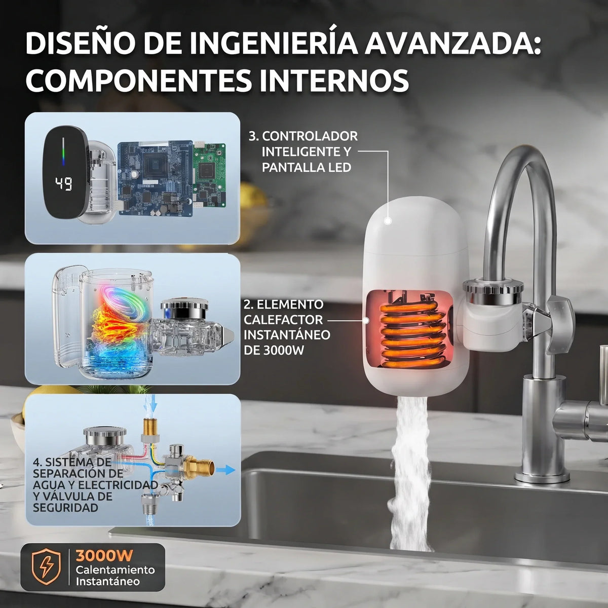 Grifo Calentador de Agua 3000W💧🔥