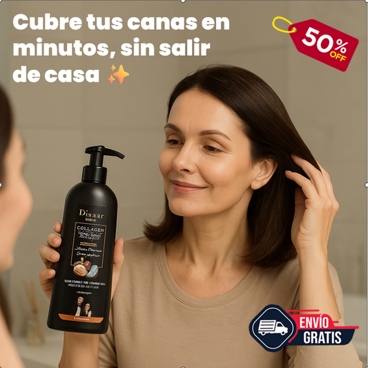 Shampoo Colorante- Cubre las Canas – Cabello Uniforme y Natural sin Salir de Casa