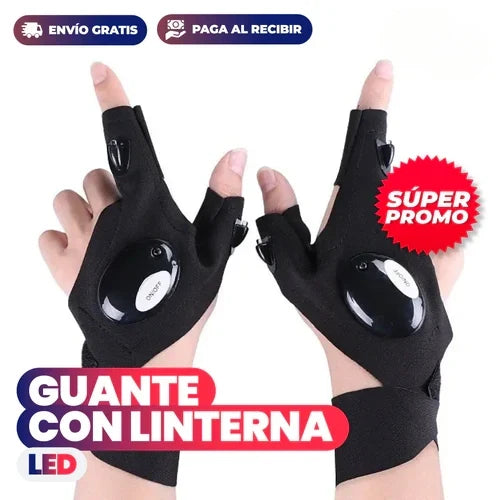 Guantes ajustables impermeable con luces led (par)