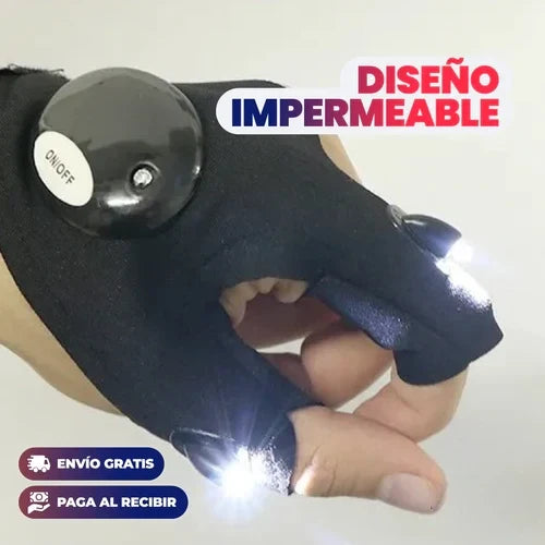 Guantes ajustables impermeable con luces led (par)