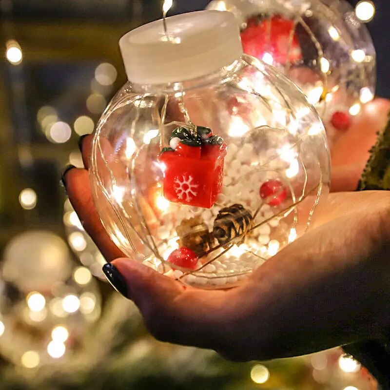 Cortina De 10 Esfera Luces Led Trasparentes Navidad Modelo